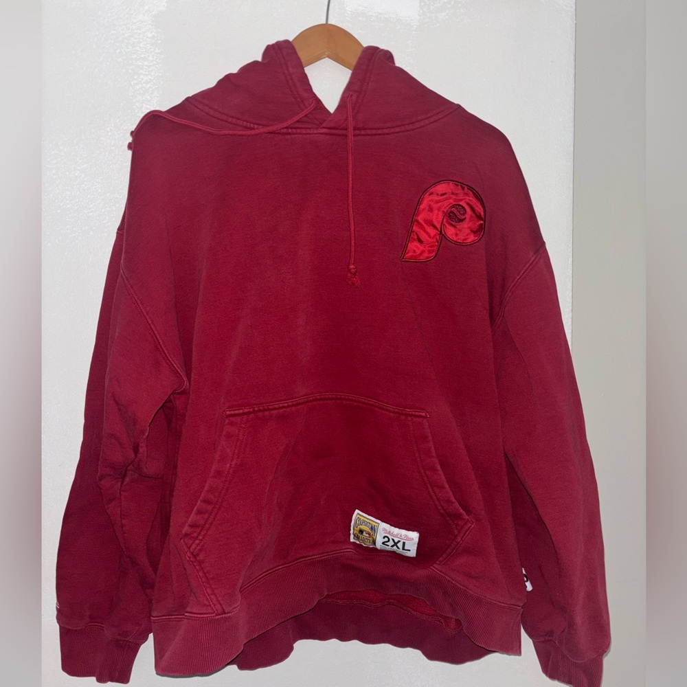 Philadelphia Phillies Mitchell & Ness Red Pullover Hoodie with Logo Tag